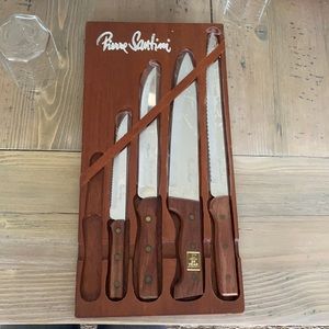Pierre Santini 5 piece Knife set with Wood Hanging
